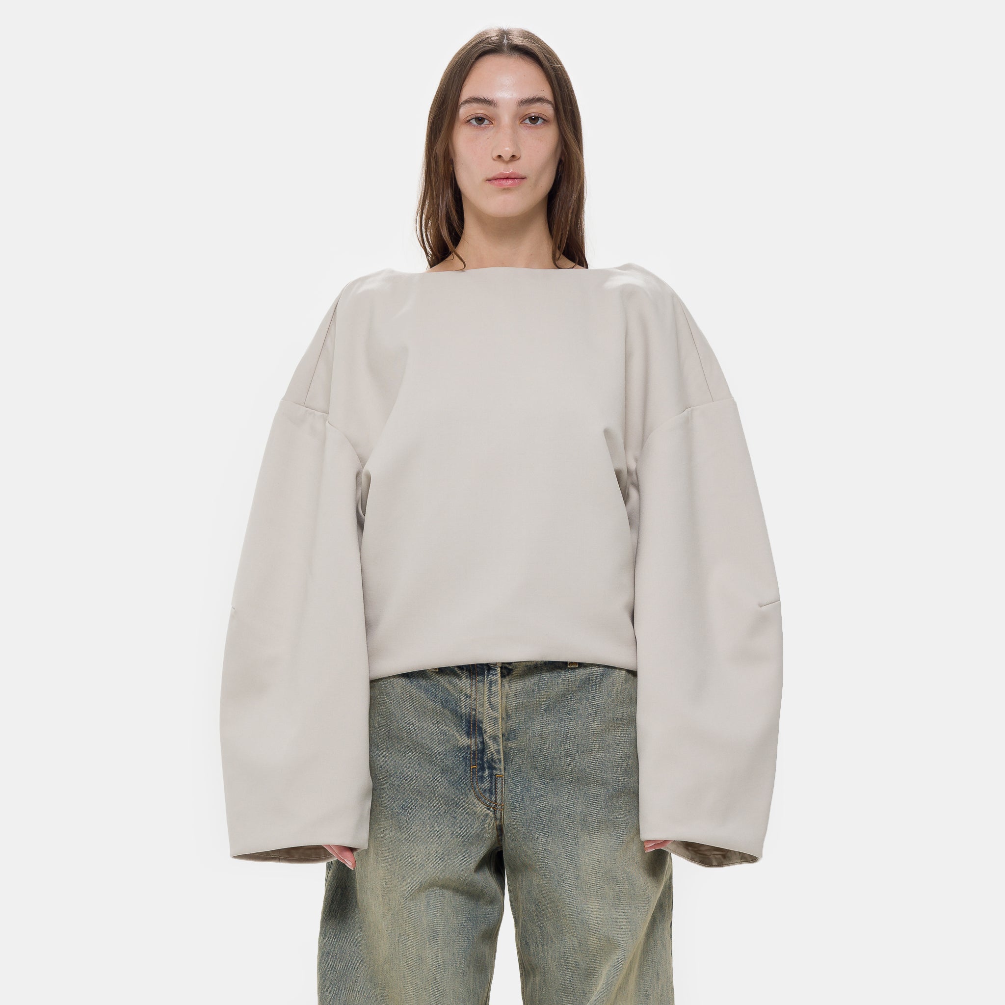 Boat Neck Jumper in Off White - Entire Studios