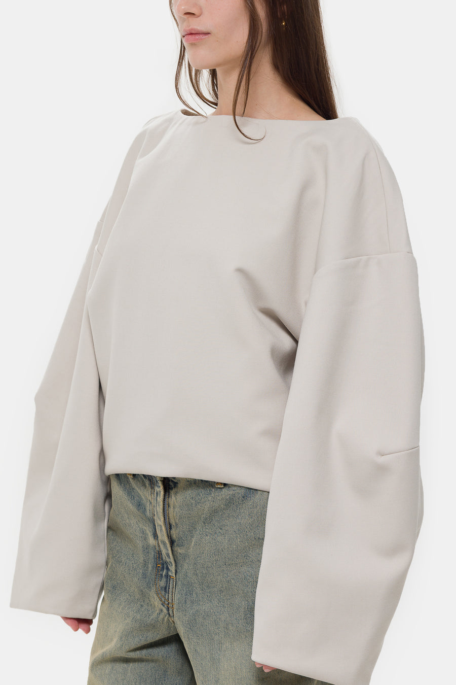 DIESEL gathered V-neck jumper white M-Piaffy SS25 新作 ★ Women's jumper Vitow - WHITE 48 Long sleeve White - H25