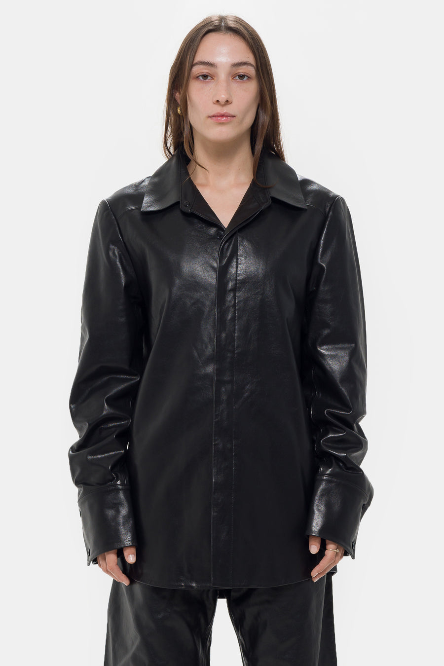 Entire Studios Legacy Leather Shirt in Black - Notre