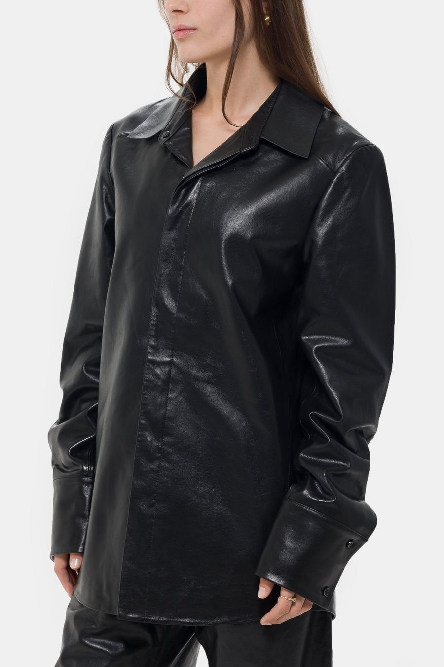 Entire Studios Legacy Leather Shirt in Black - Notre