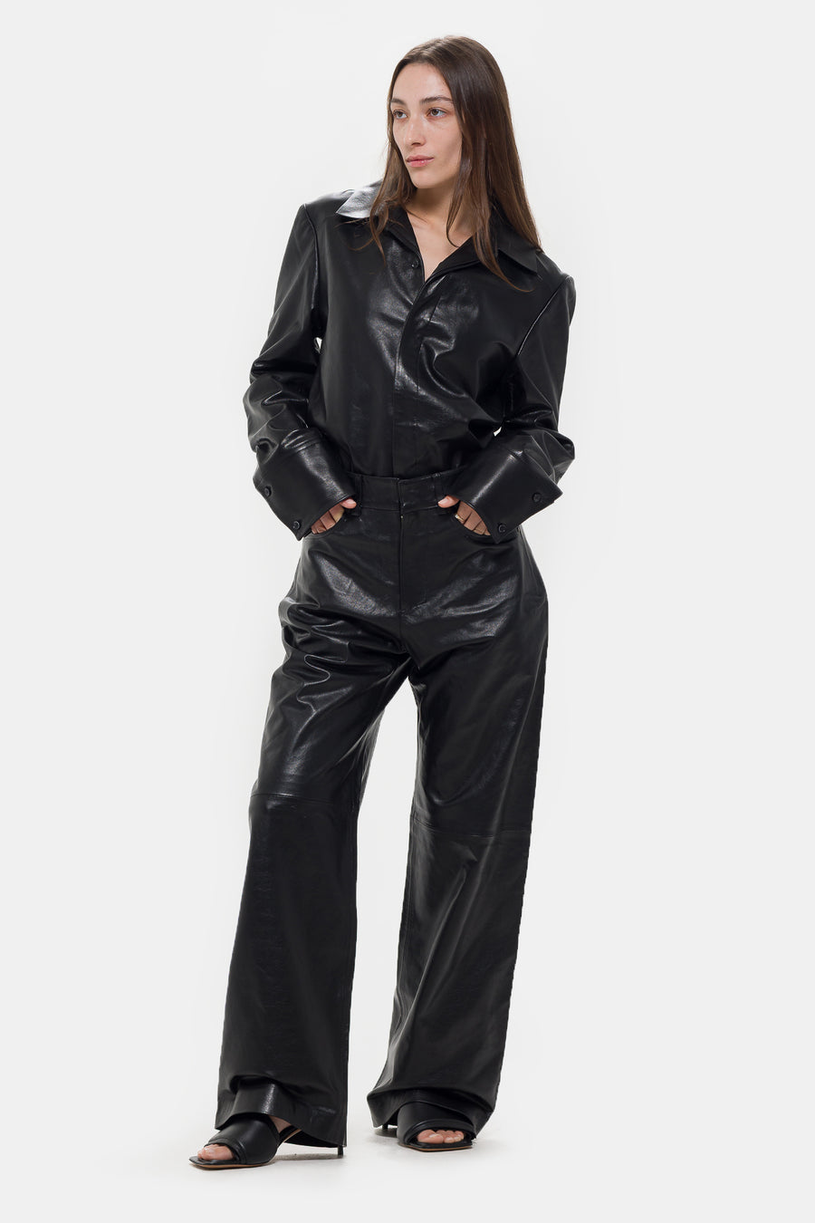 Entire Studios Legacy Leather Shirt in Black - Notre