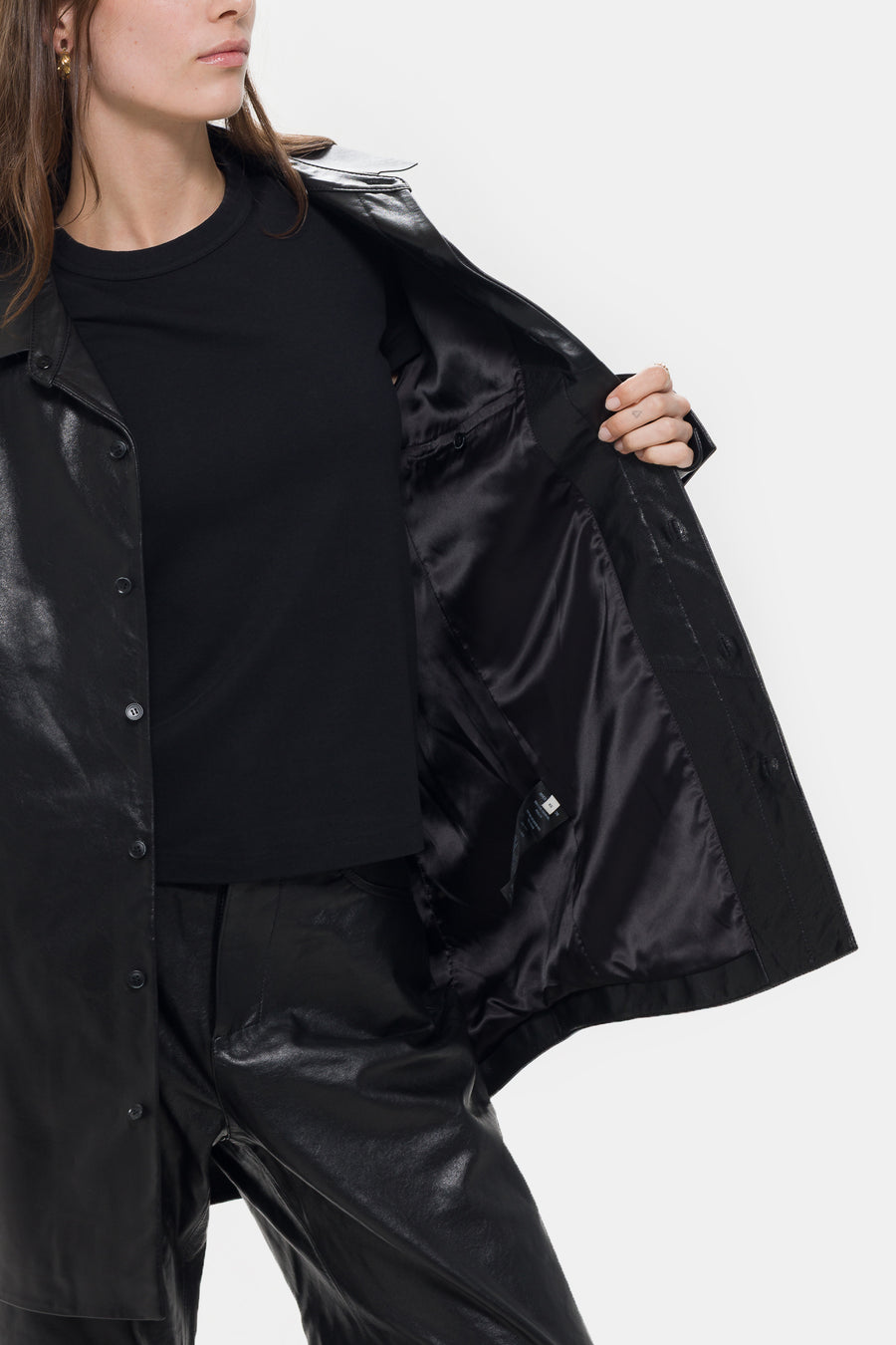 Entire Studios Legacy Leather Shirt in Black - Notre