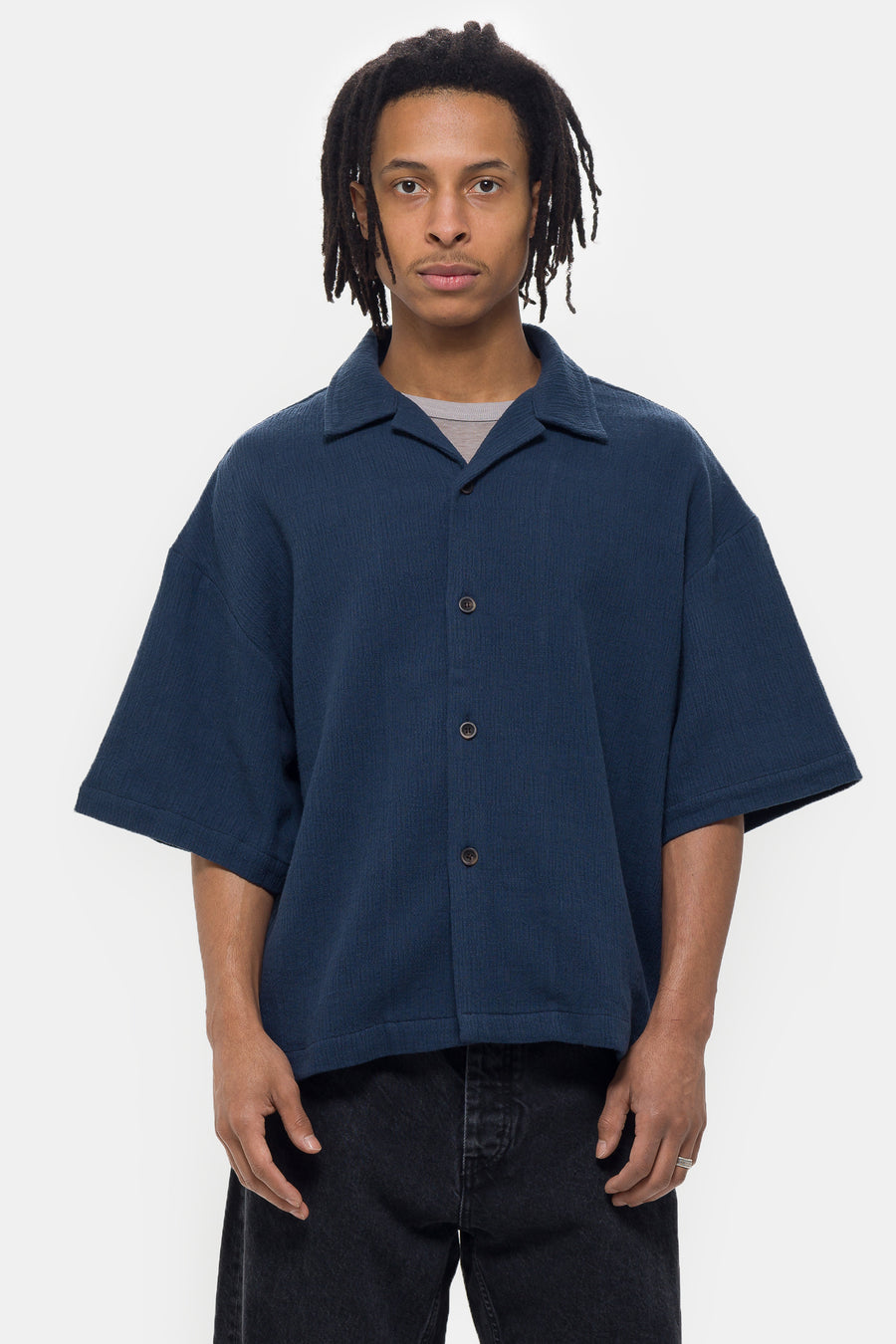Estudio Niksen Boxy Resort Shirt in Navy - Notre