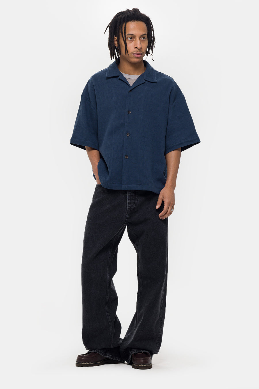 Estudio Niksen Boxy Resort Shirt in Navy - Notre