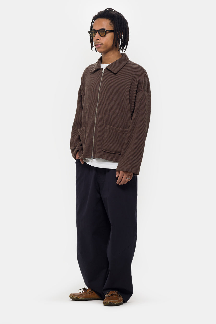 Estudio Niksen Double-Zip Pocket Sweater in Brown - Notre