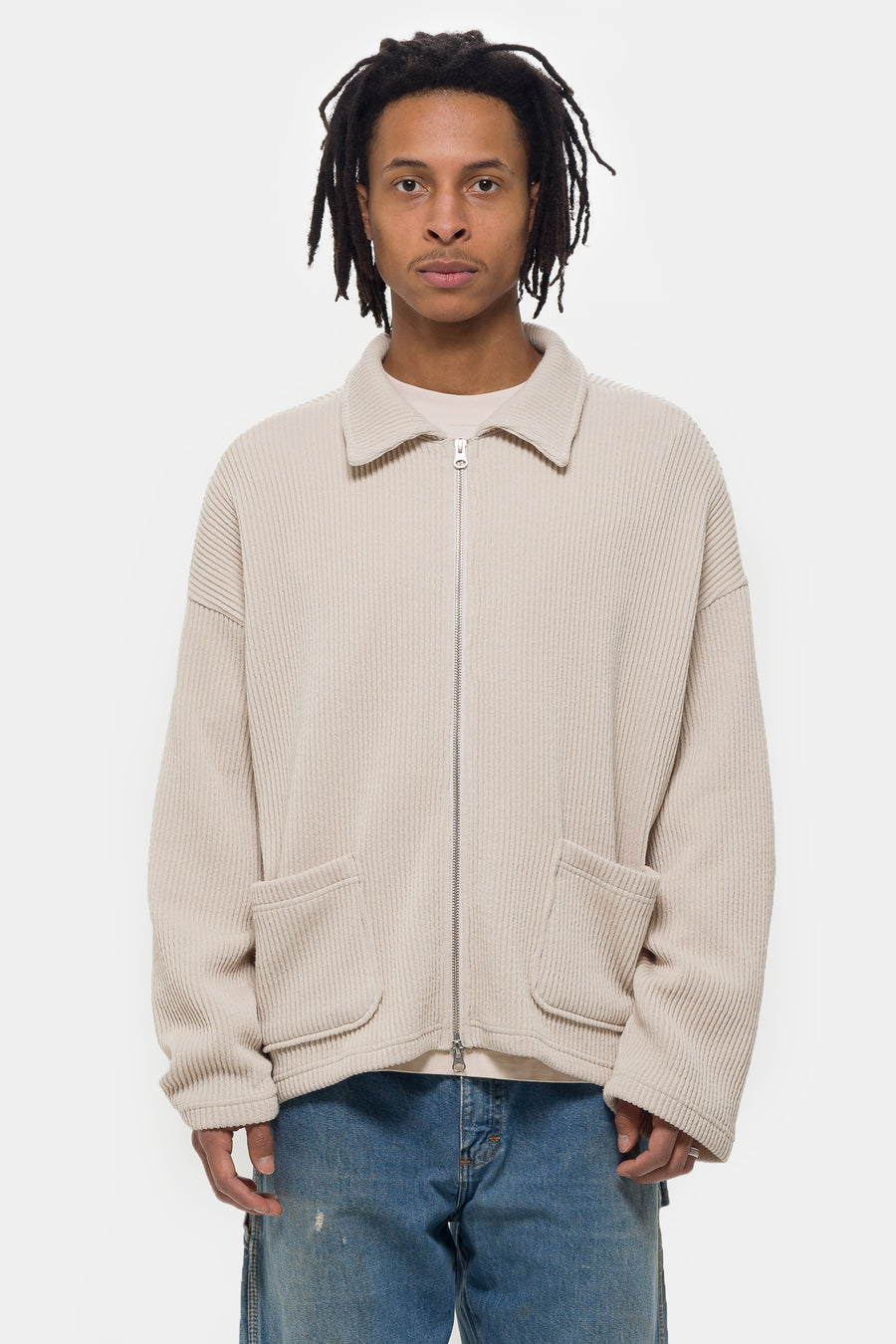 Estudio Niksen Double-Zip Pocket Sweater in Ivory - Notre