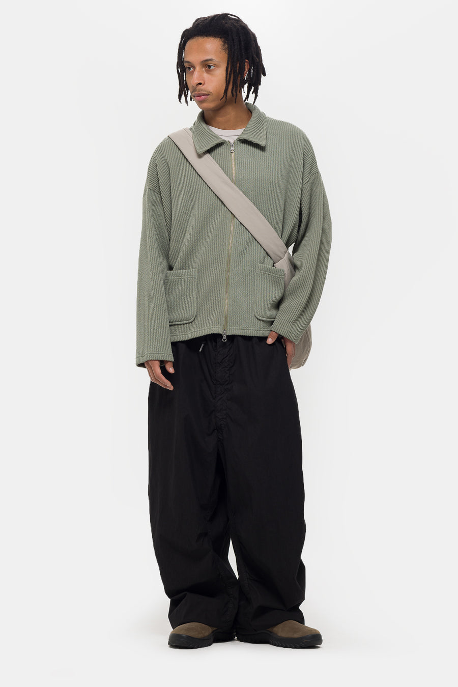 Estudio Niksen Double-Zip Pocket Sweater in Sage - Notre