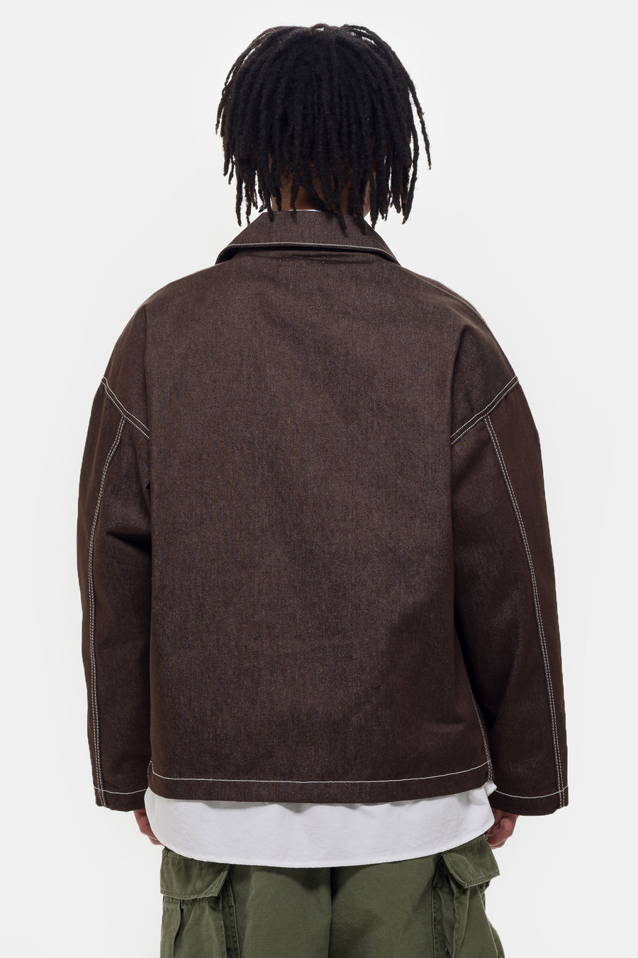 Estudio Niksen Raw-Denim Chore Jacket in Brown - Notre