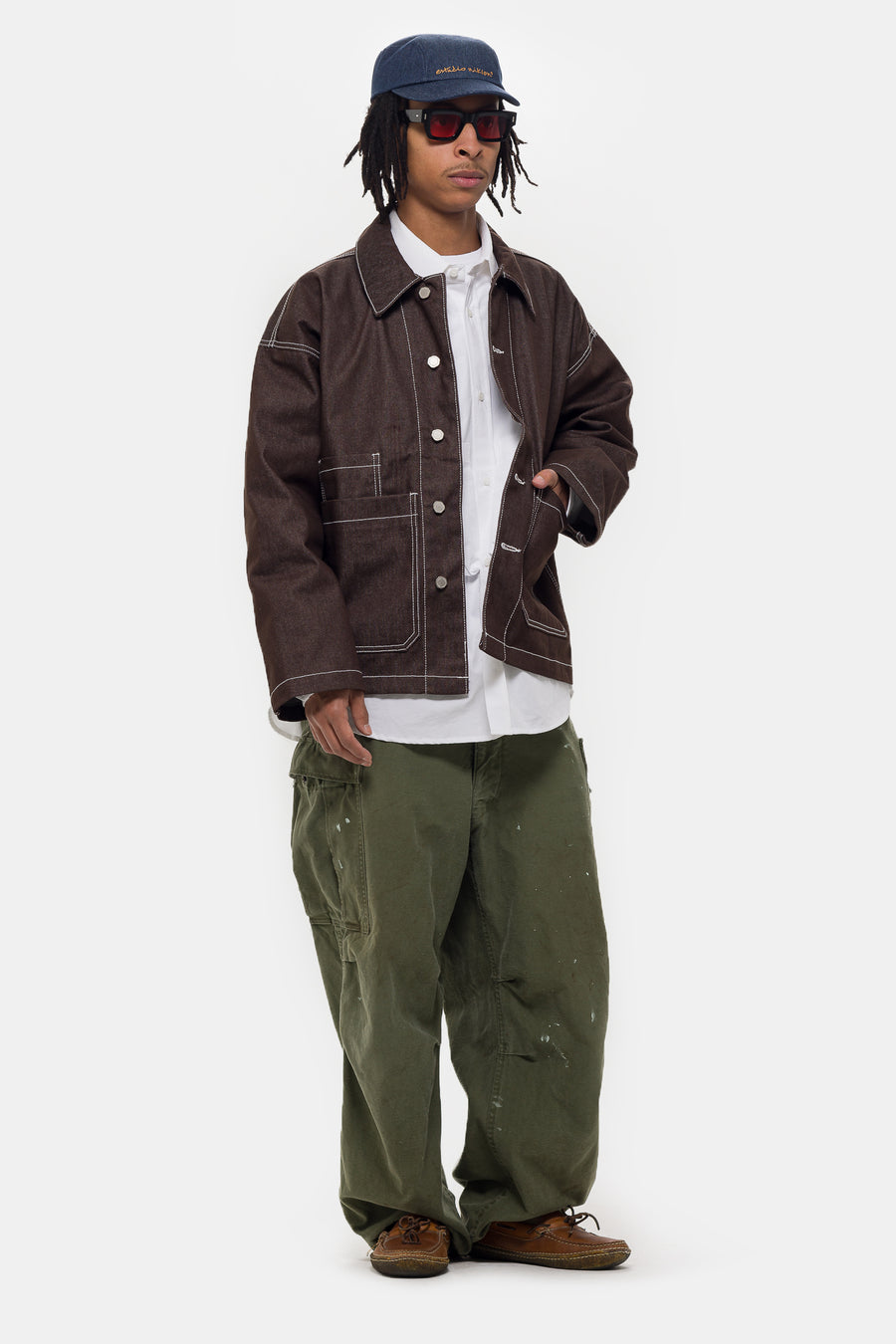 Estudio Niksen Raw-Denim Chore Jacket in Brown - Notre