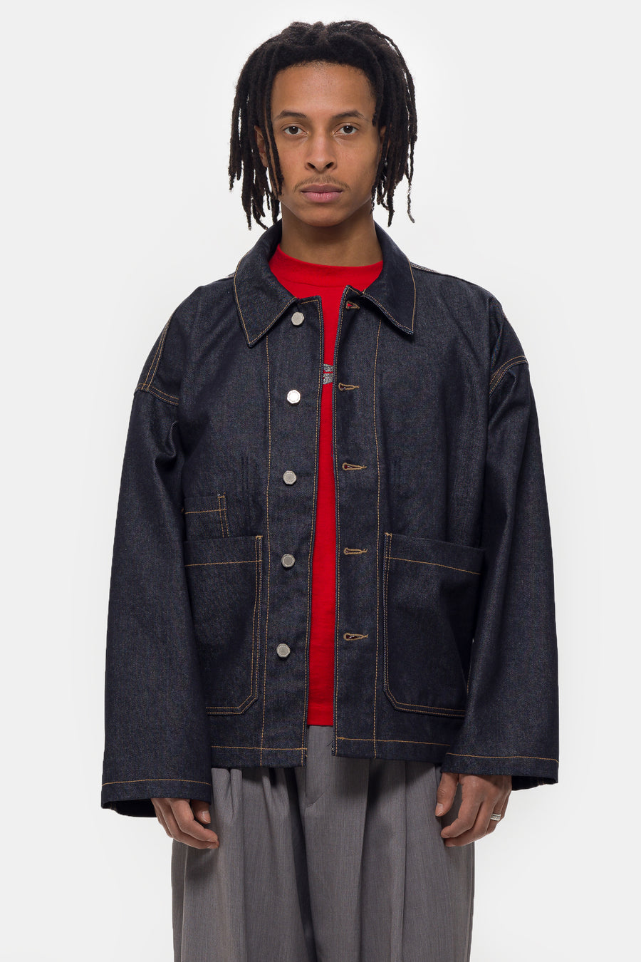 Estudio Niksen Raw-Denim Chore Jacket in Indigo - Notre