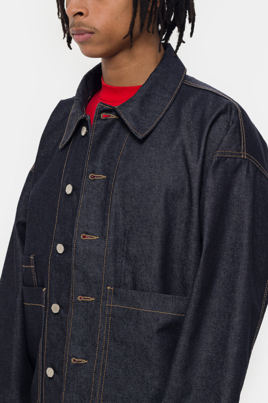 Estudio Niksen Raw-Denim Chore Jacket in Indigo - Notre