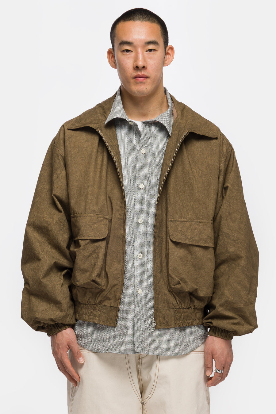 Estudio Niksen Acid Wash Bomber Jacket in Brown - Notre