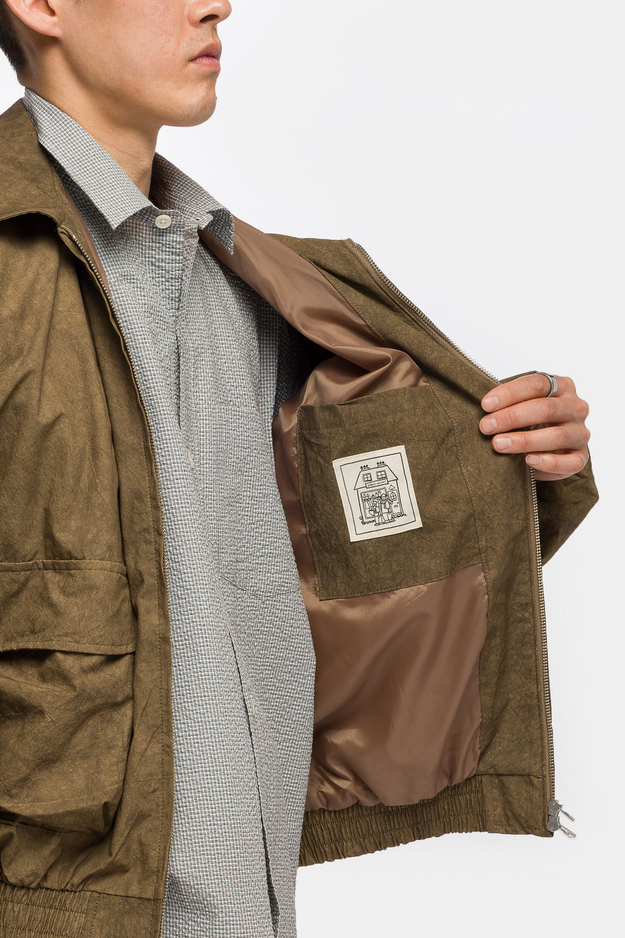Estudio Niksen Acid Wash Bomber Jacket in Brown - Notre