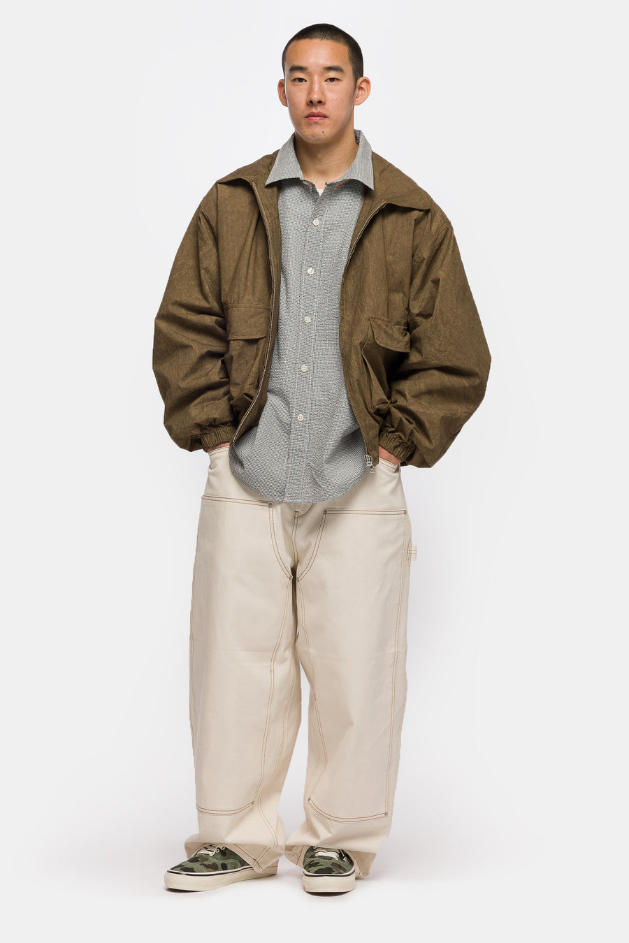 Estudio Niksen Acid Wash Bomber Jacket in Brown - Notre