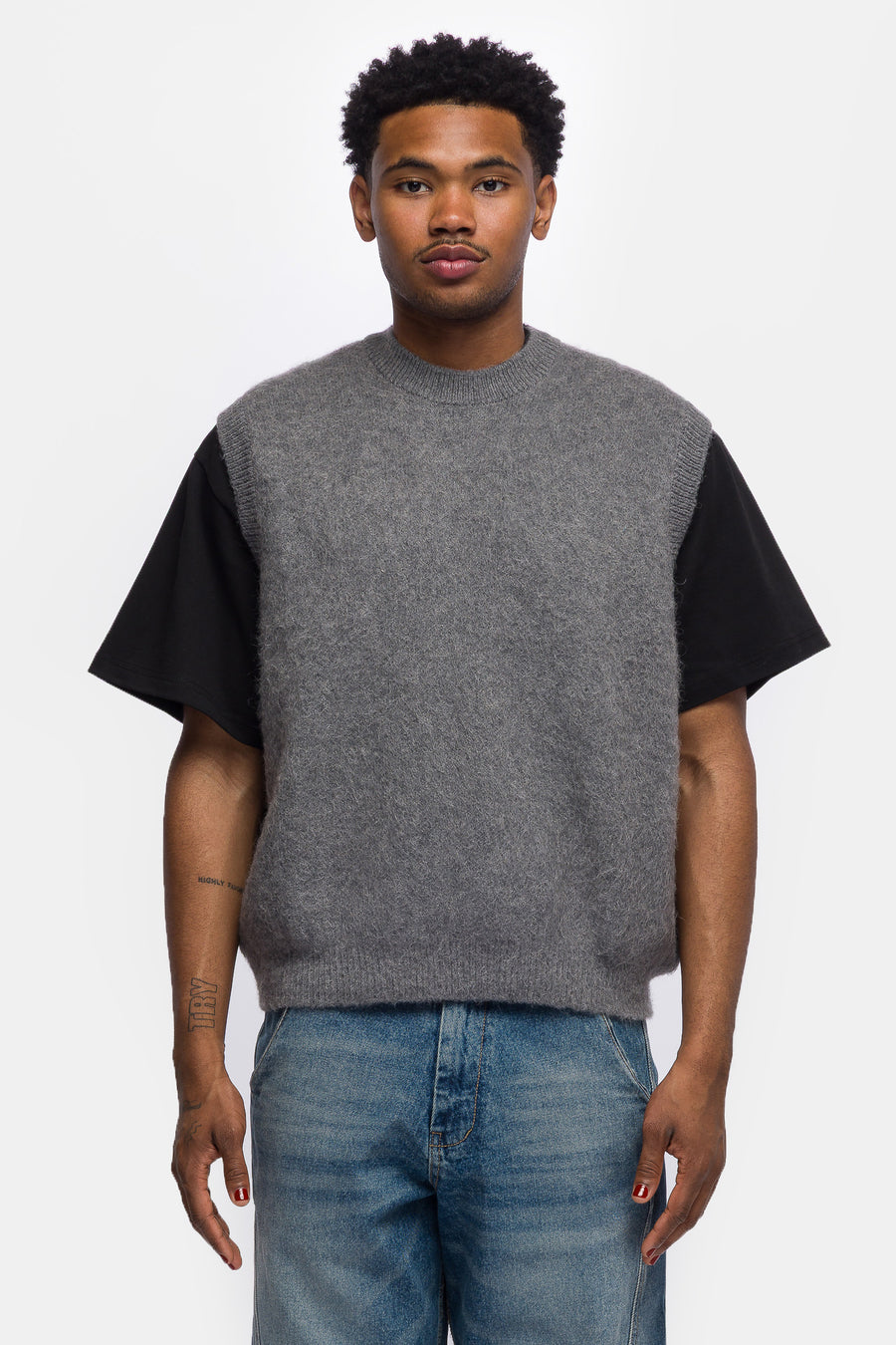 Alpaca Knit Vest in Grey