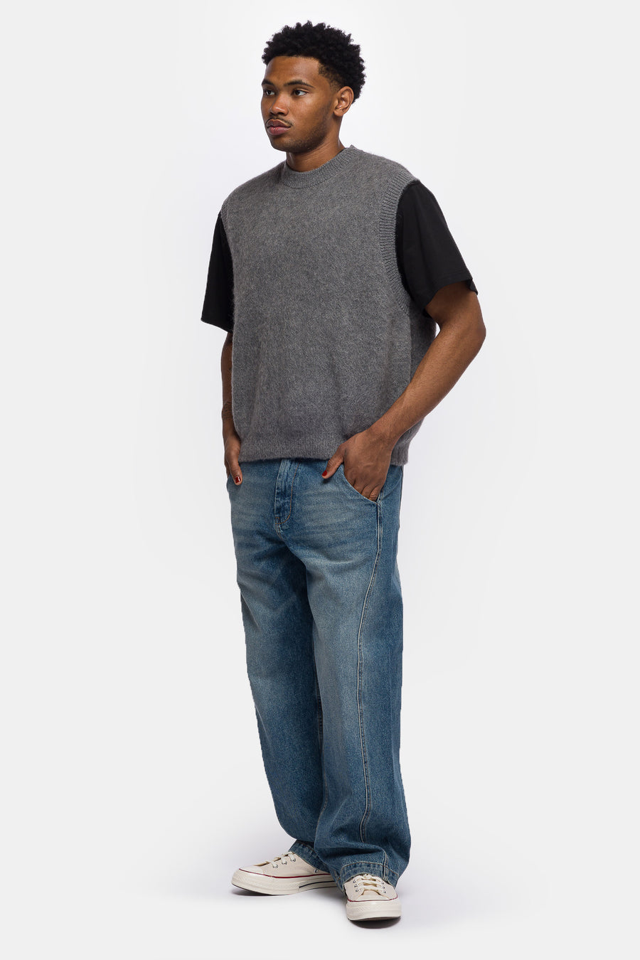 Alpaca Knit Vest in Grey