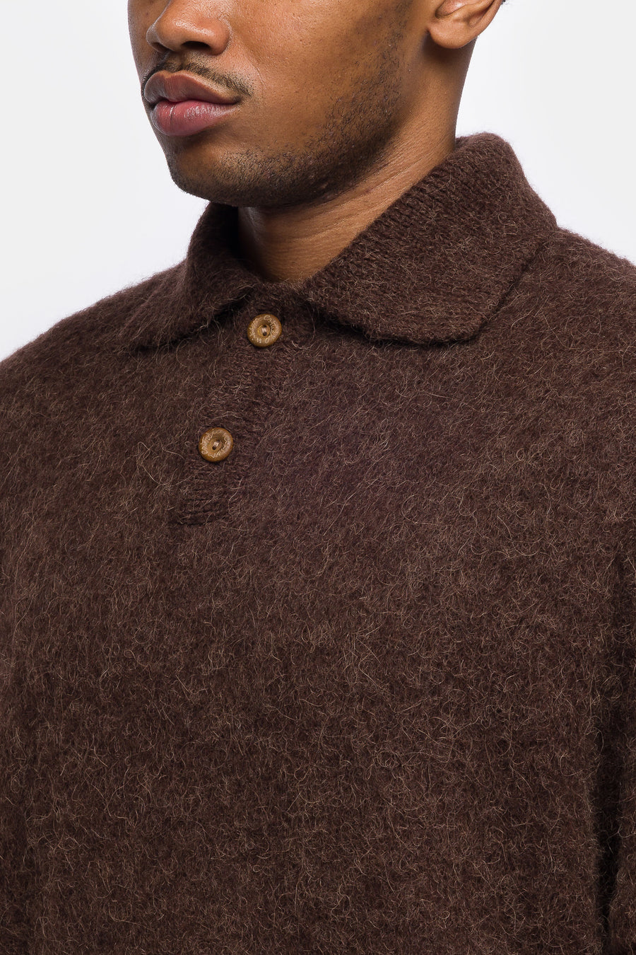 Alpaca Polo Sweater in Brown