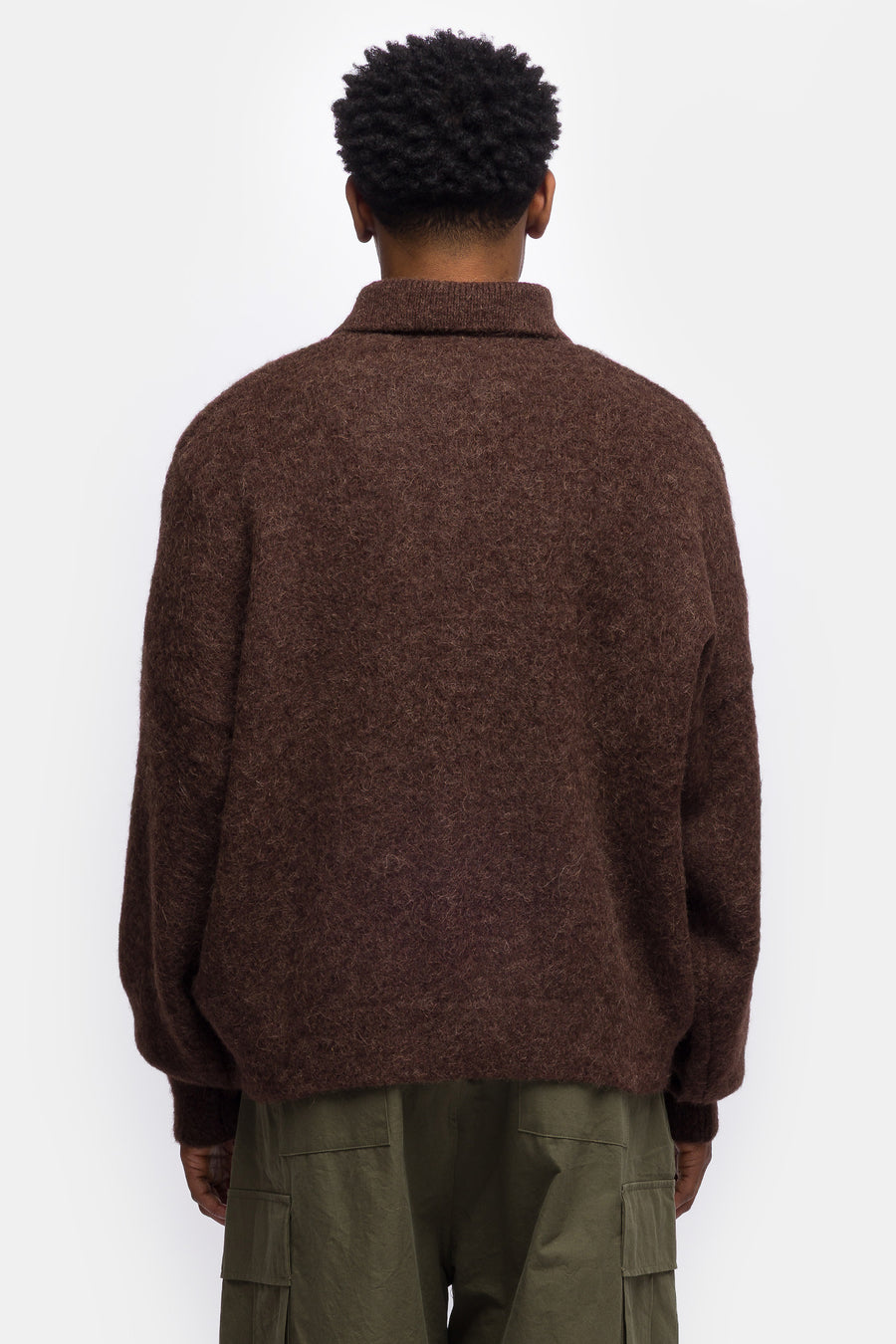 Alpaca Polo Sweater in Brown