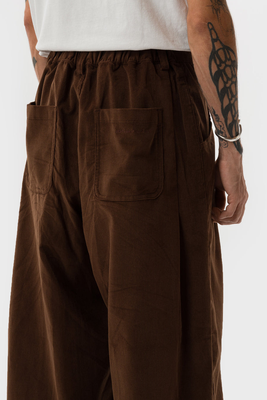 Estudio Niksen Back-Pleat Corduroy Pant in Brown - Notre