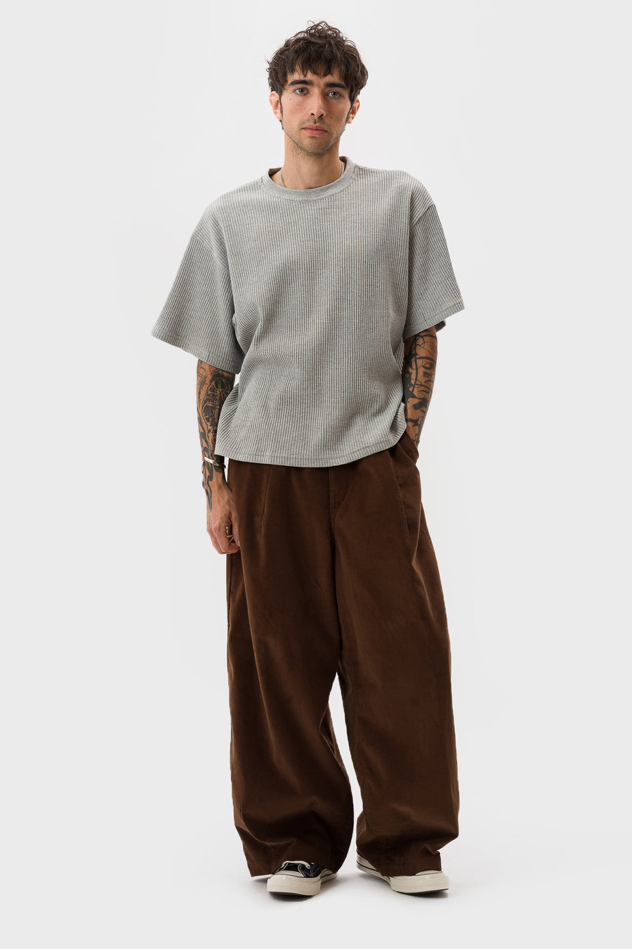 Estudio Niksen Back-Pleat Corduroy Pant in Brown - Notre