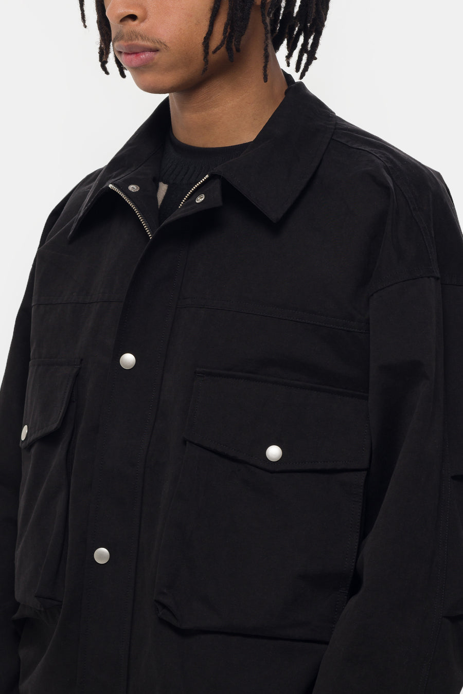 Estudio Niksen Big-Pocket Wind Jacket in Black - Notre