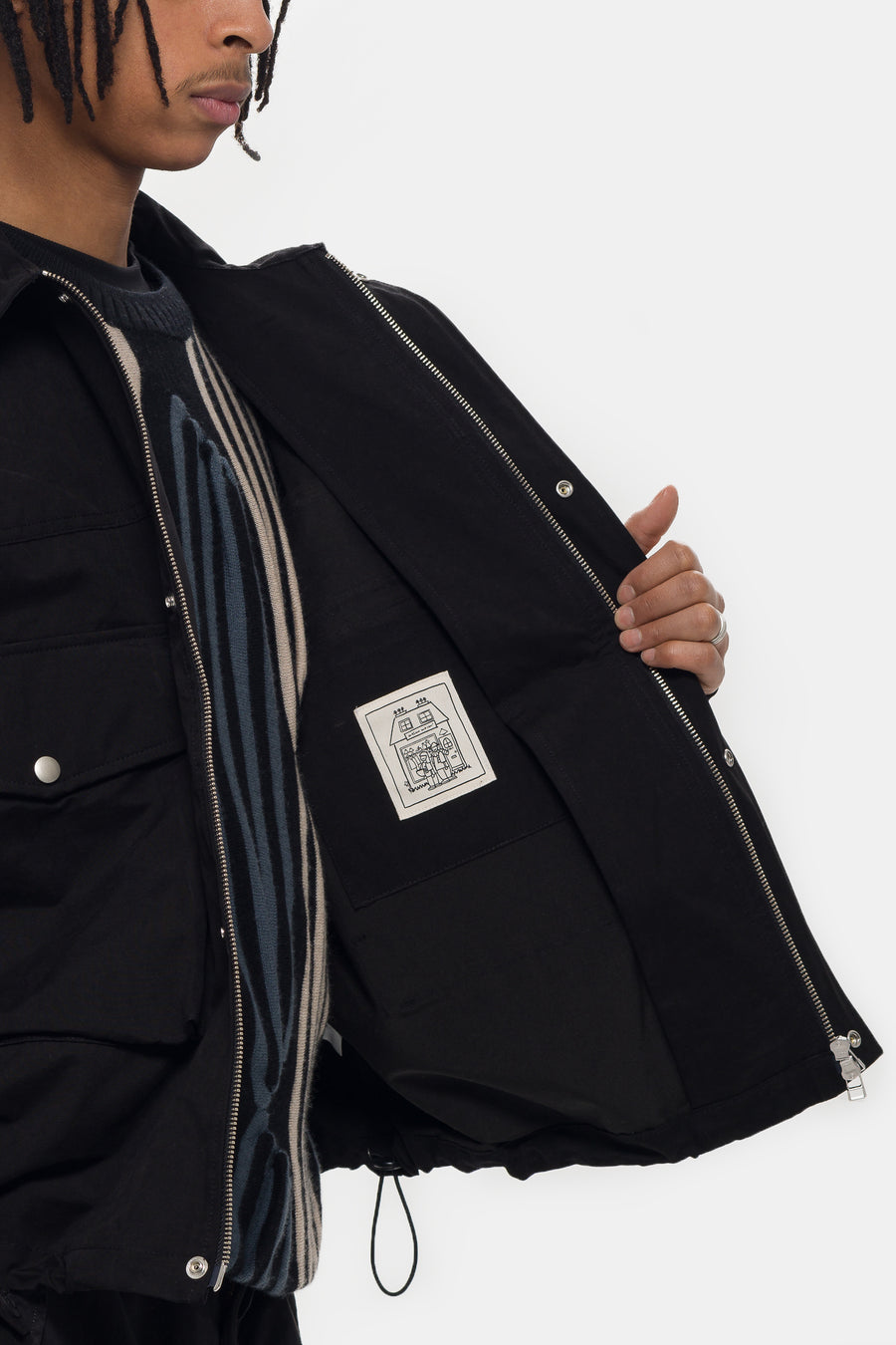 Estudio Niksen Big-Pocket Wind Jacket in Black - Notre
