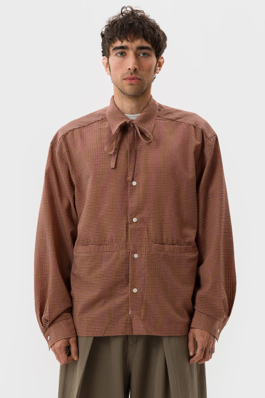 Estudio Niksen Bowtton Up Pocket Shirt in Red Checkered - Notre