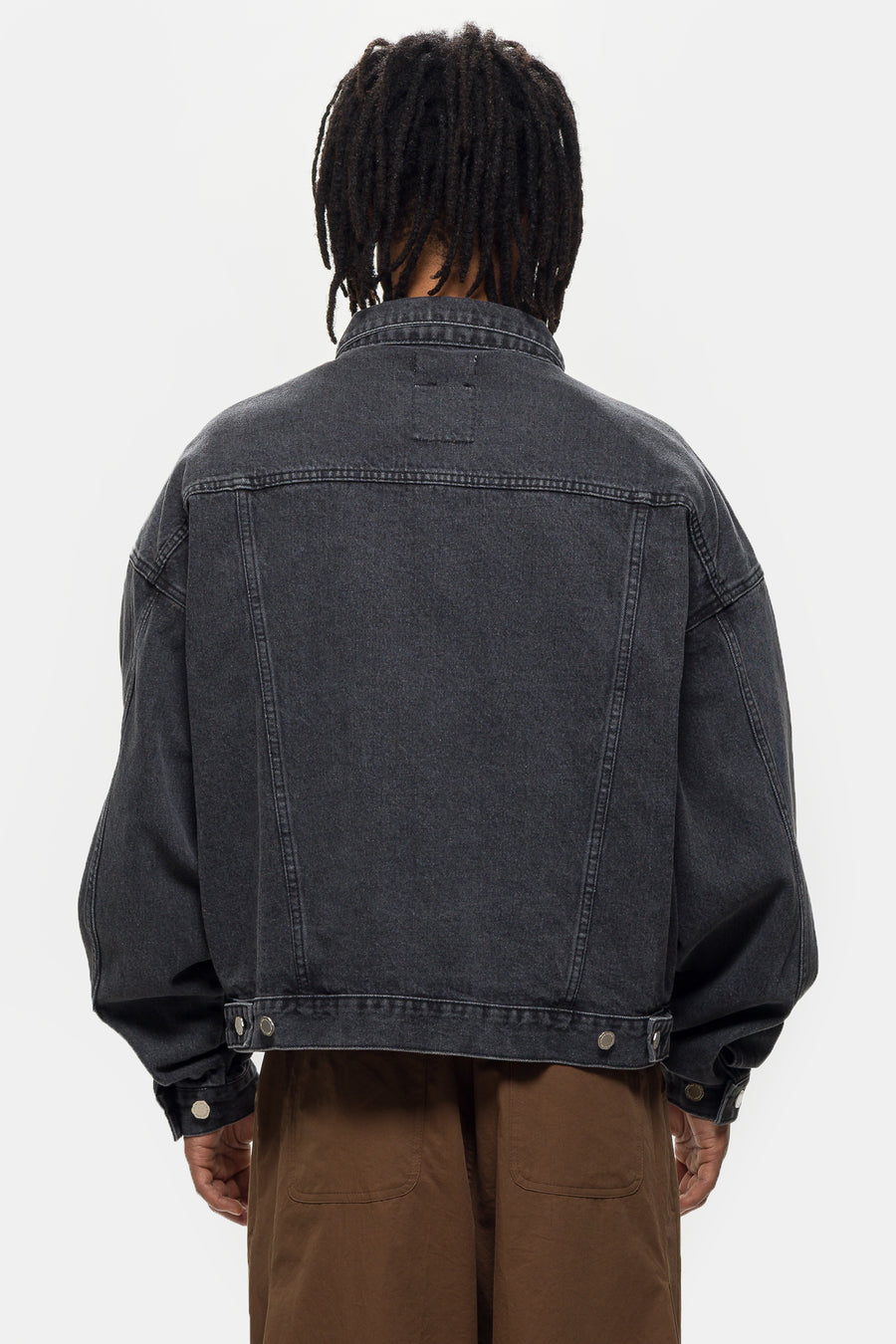 Estudio Niksen Boxy Denim Trucker Jacket in Black - Notre