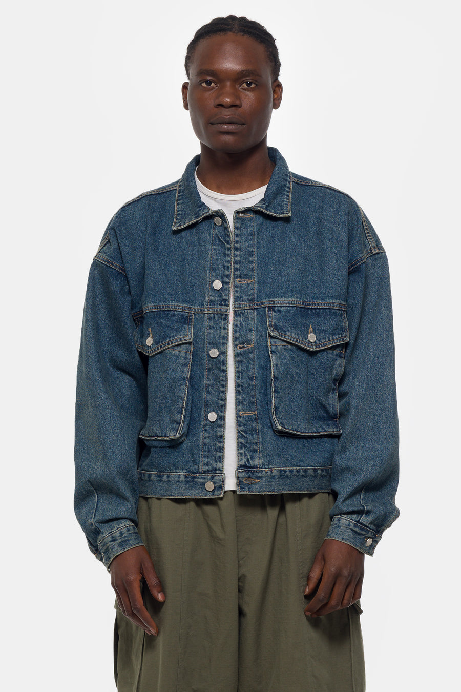 Estudio Niksen Boxy Denim Trucker Jacket in Blue - Notre