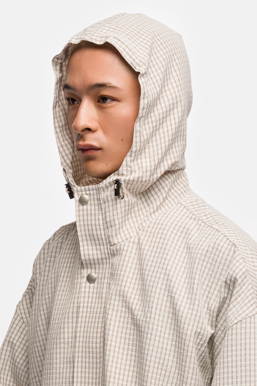 Estudio Niksen Bungee Strap Checkered Jacket in Beige - Notre