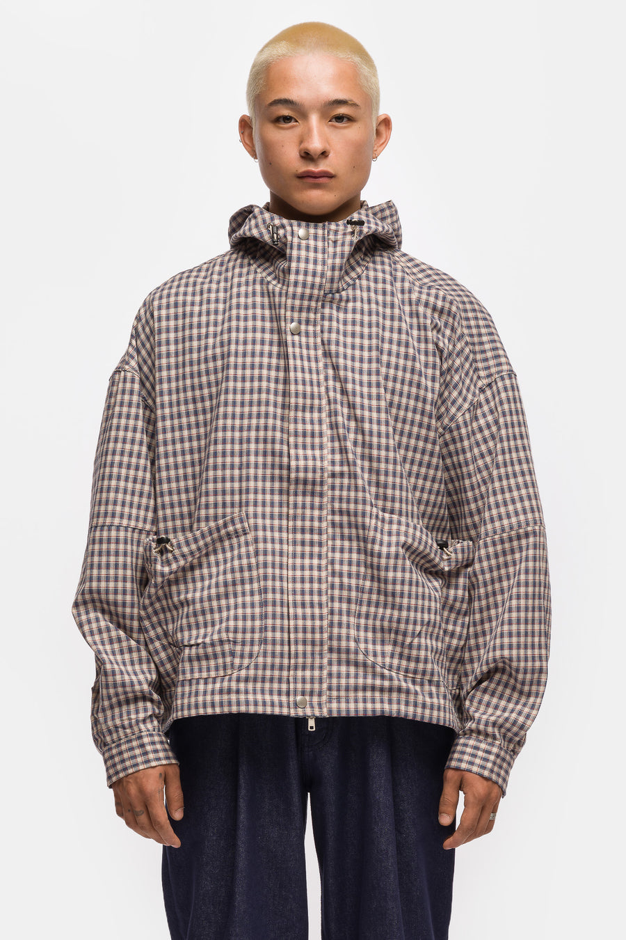 Estudio Niksen Bungee Strap Checkered Jacket in Blue - Notre