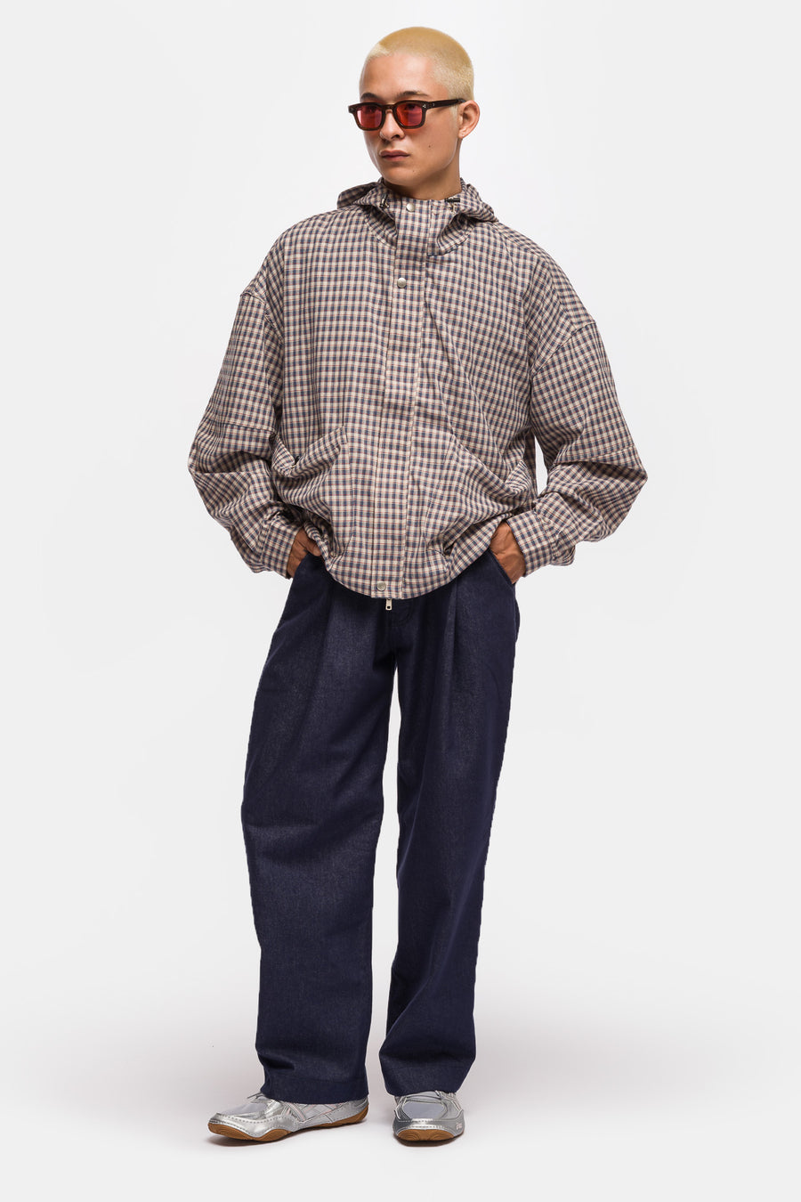 Estudio Niksen Bungee Strap Checkered Jacket in Blue - Notre