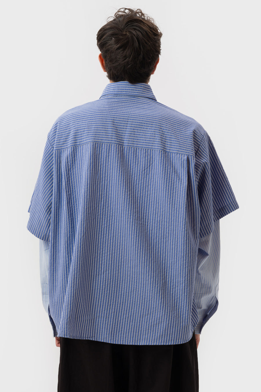 Estudio Niksen Button Up Layered Shirt in Blue Stripe - Notre