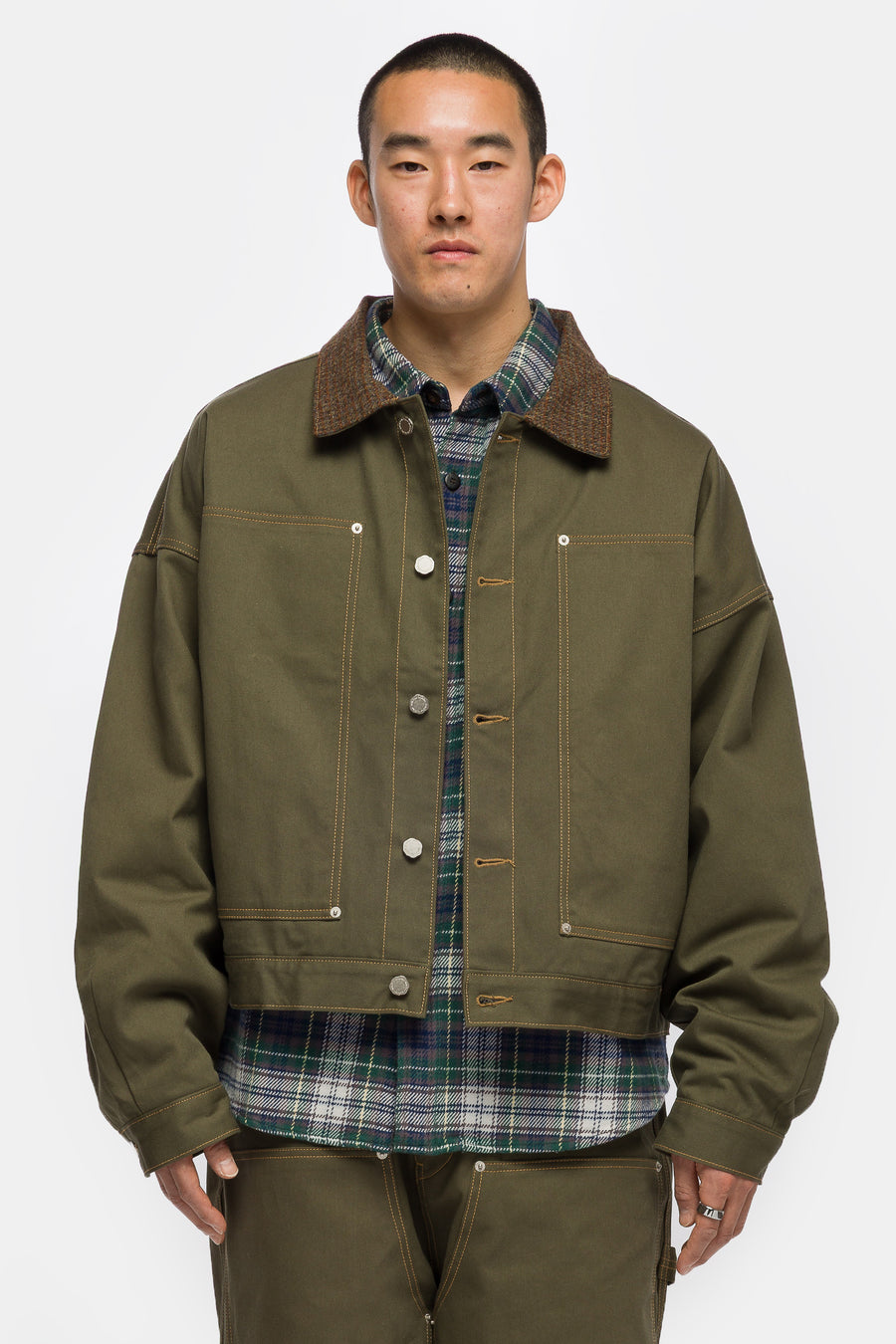 Estudio Niksen Carpenter Collar Jacket in Khaki - Notre