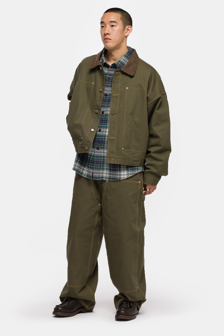 Estudio Niksen Carpenter Collar Jacket in Khaki - Notre