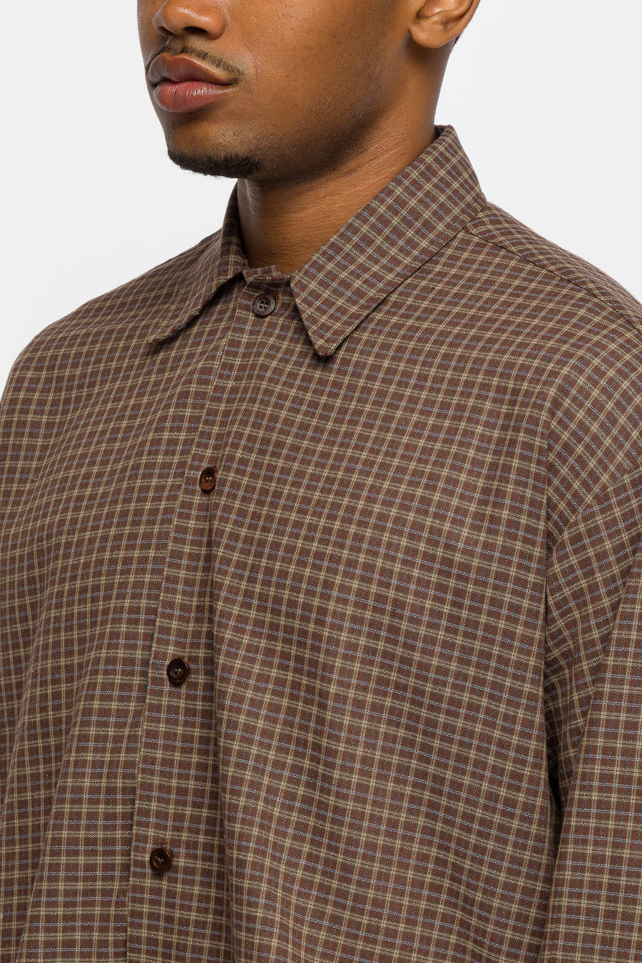 Estudio Niksen Checkered Boxy Shirt in Brown - Notre