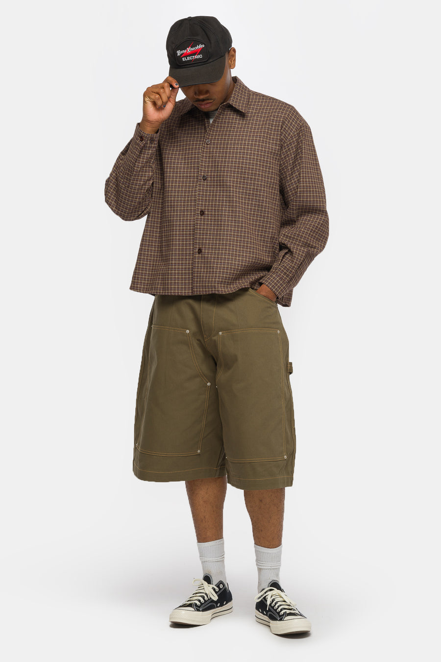 Estudio Niksen Checkered Boxy Shirt in Brown - Notre