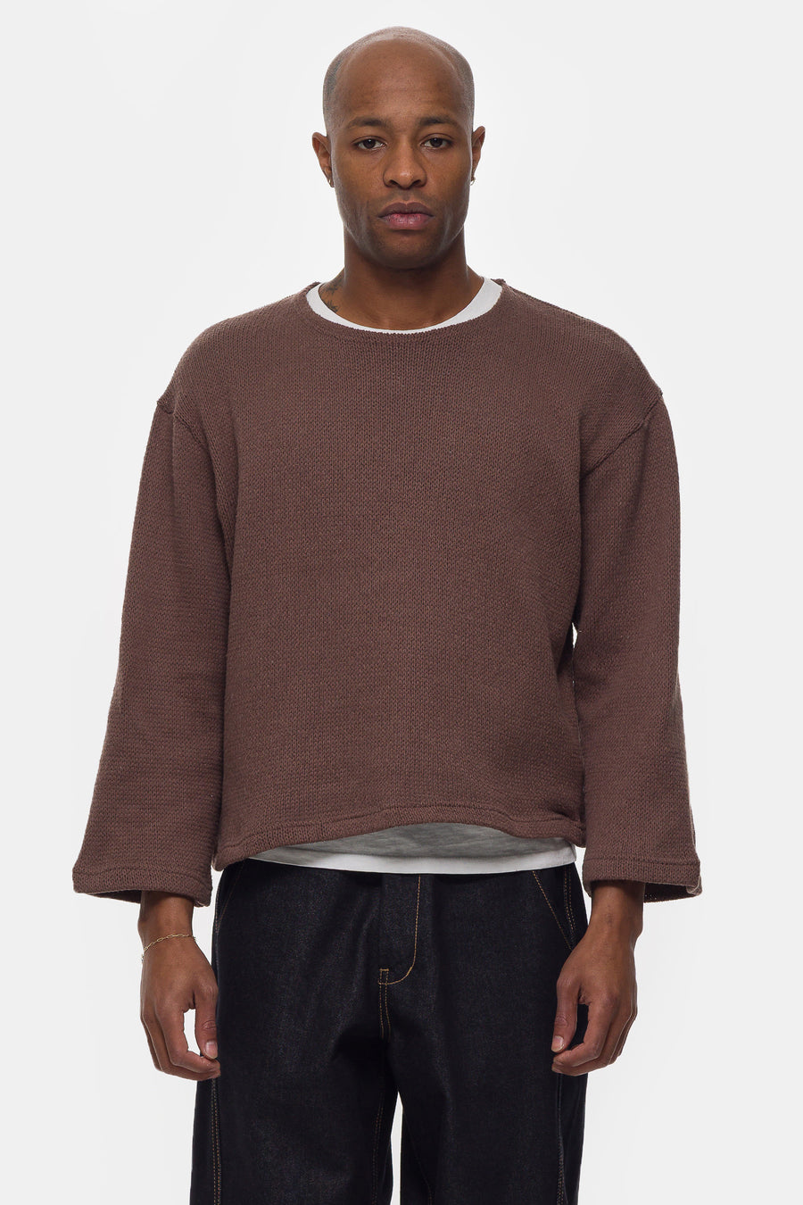 Crochet Boxy Sweater in Brown