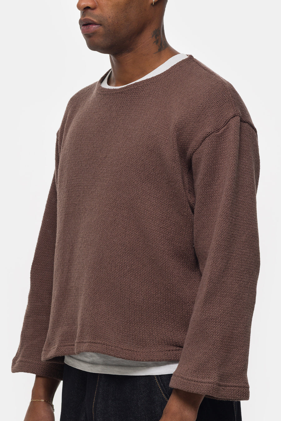 Crochet Boxy Sweater in Brown