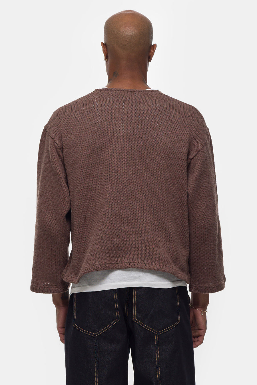 Crochet Boxy Sweater in Brown