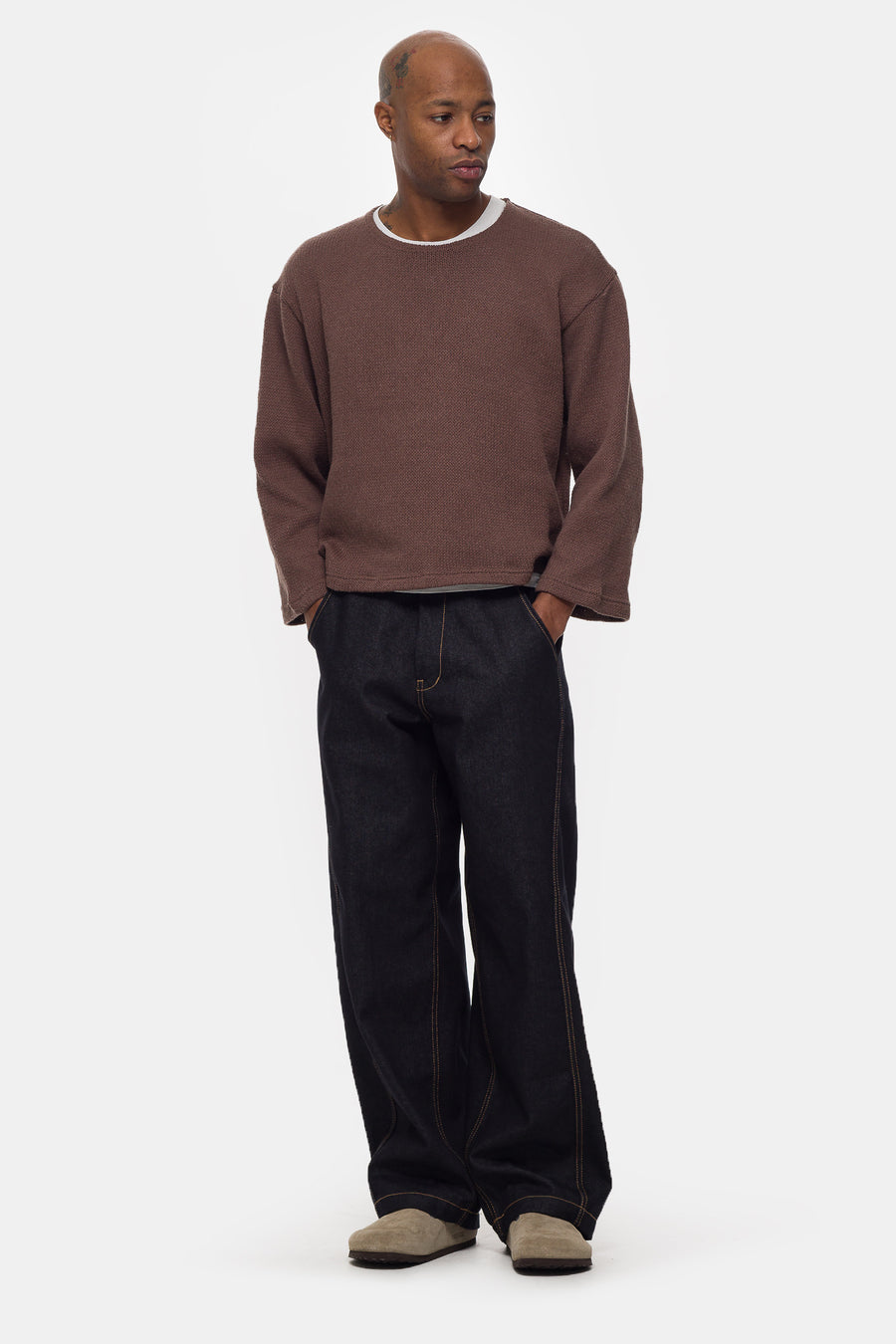 Crochet Boxy Sweater in Brown