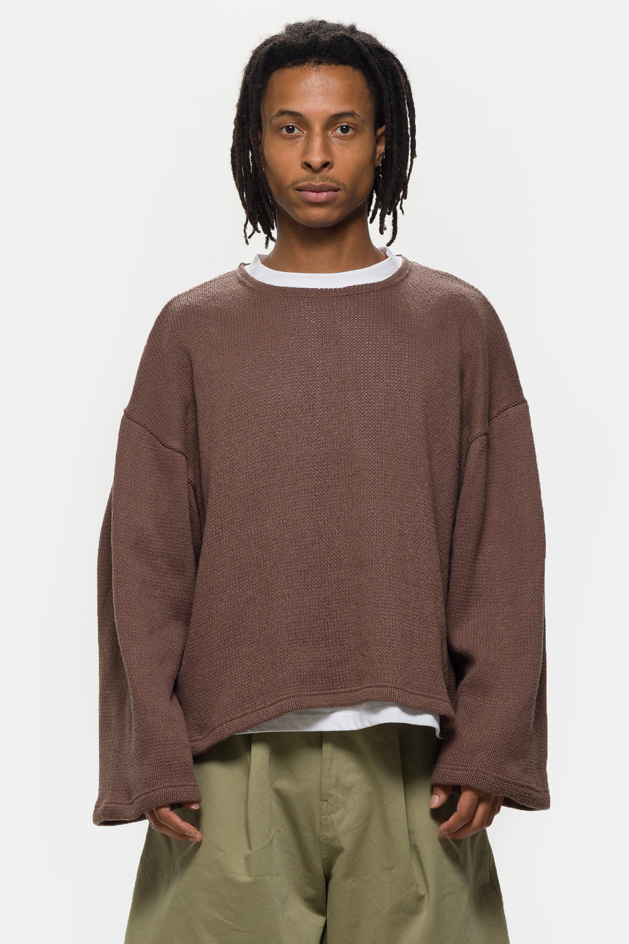 Estudio Niksen Crochet Boxy Sweater in Brown - Notre