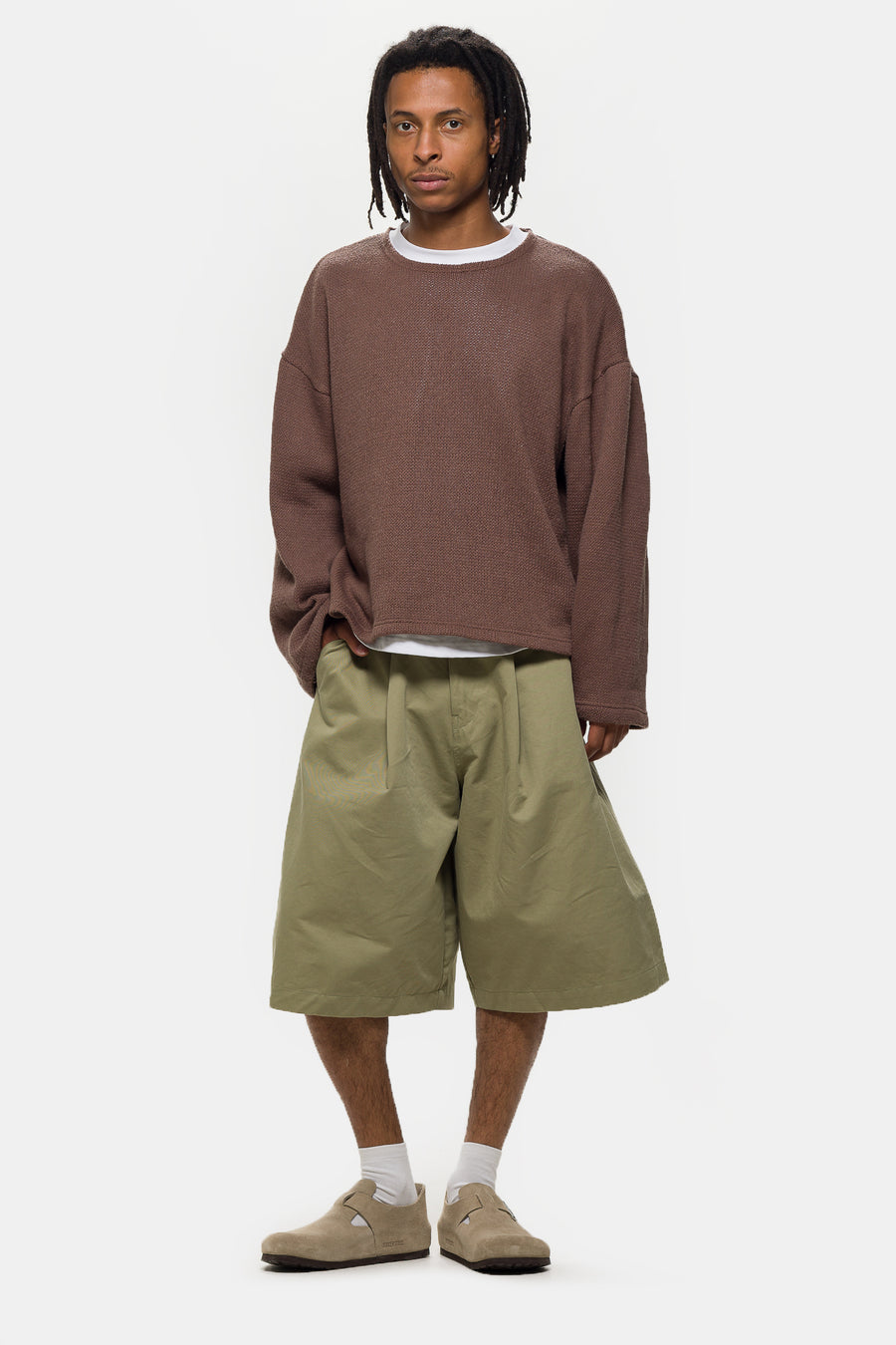 Estudio Niksen Crochet Boxy Sweater in Brown - Notre