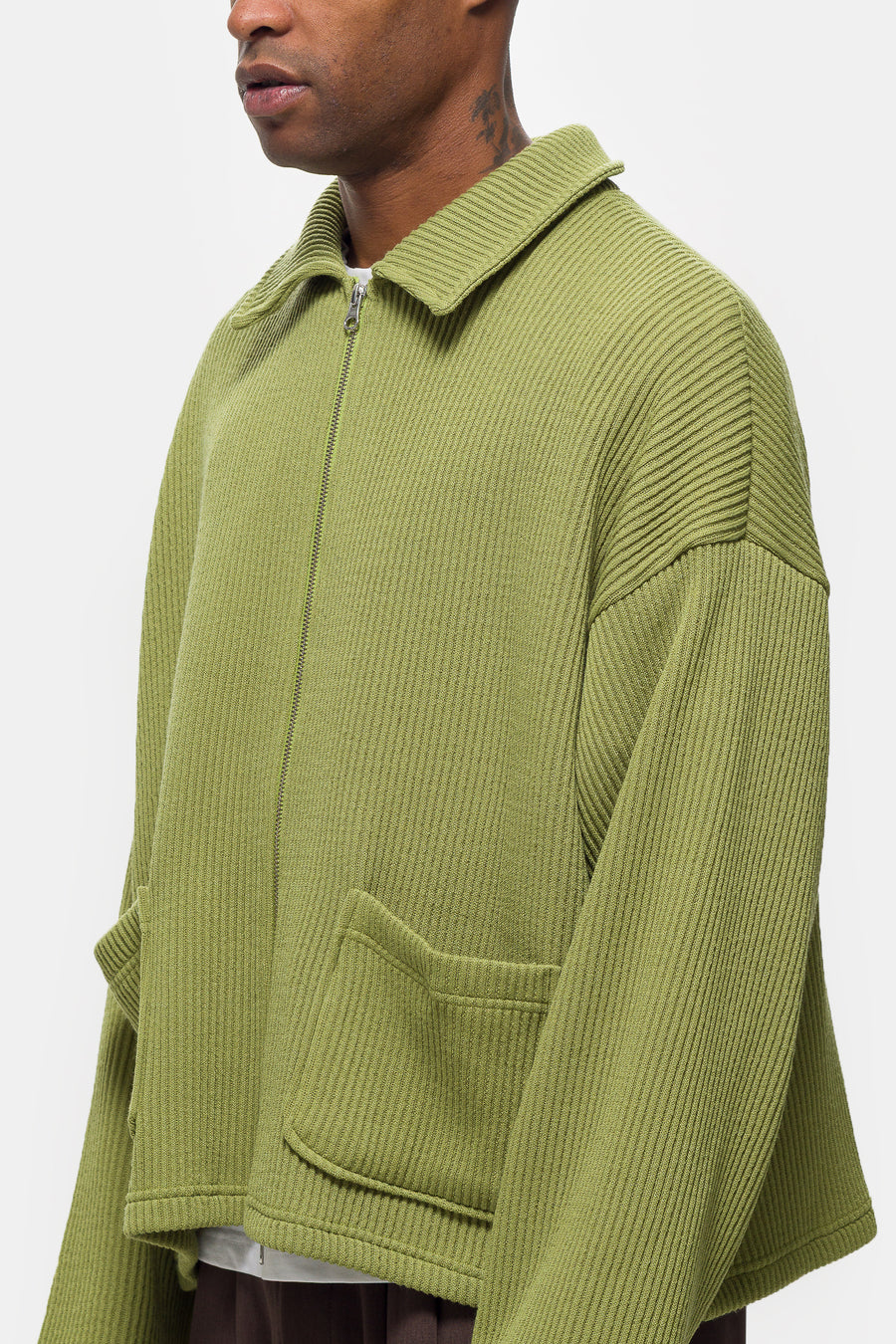 Double Zip Pocket Sweater in Pistachio