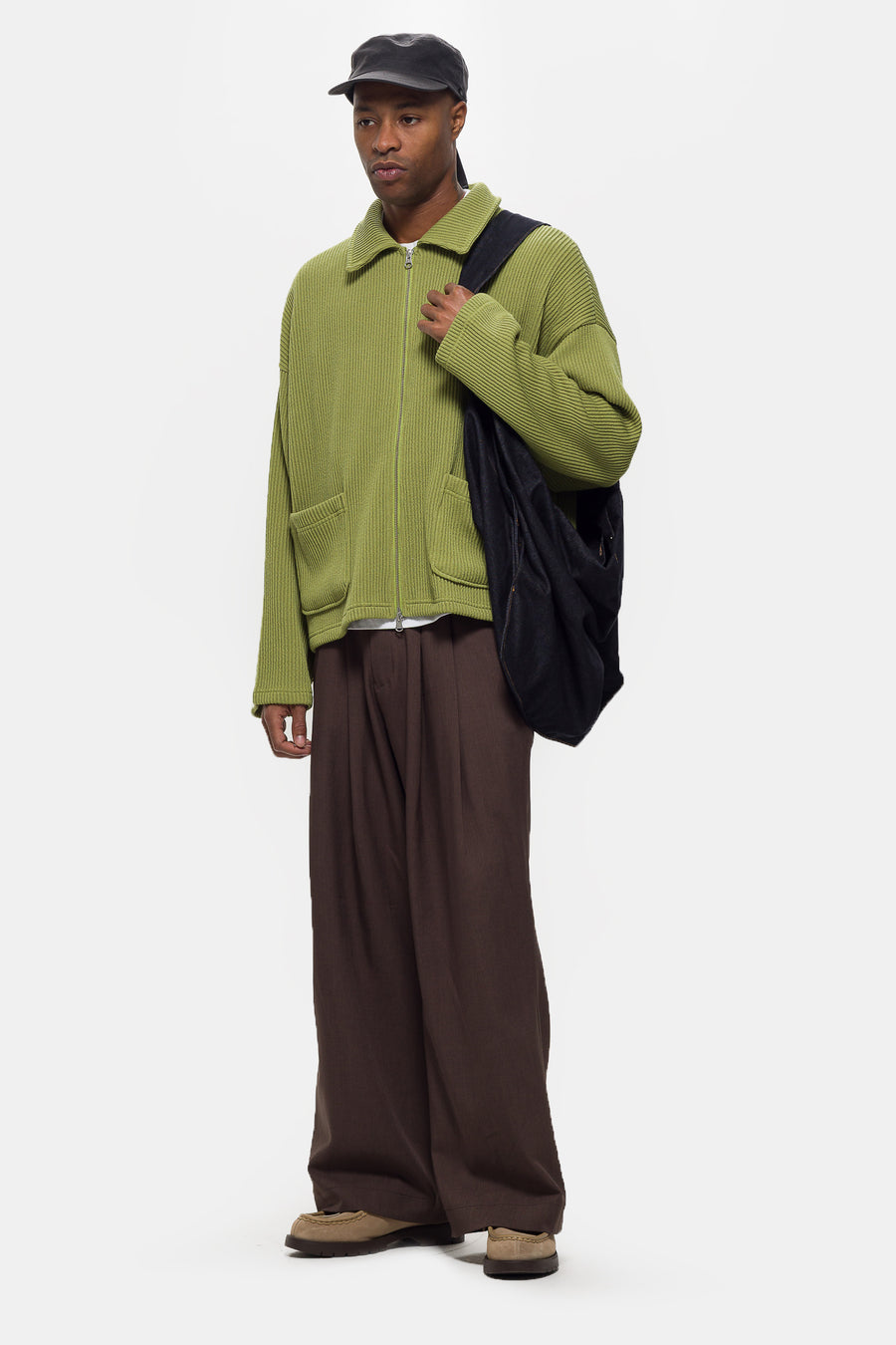 Double Zip Pocket Sweater in Pistachio