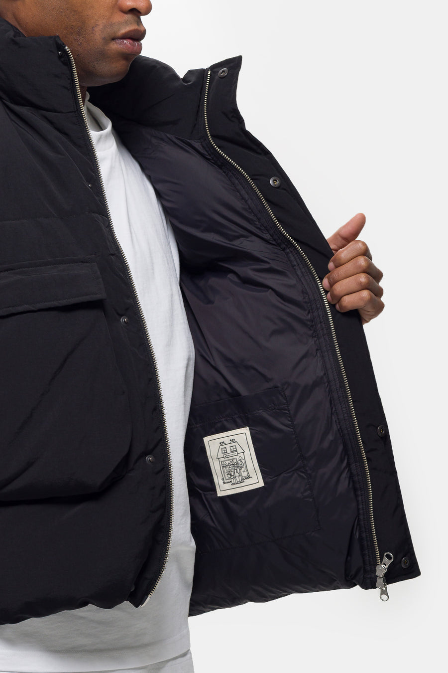 Down Puffer Vest in Black