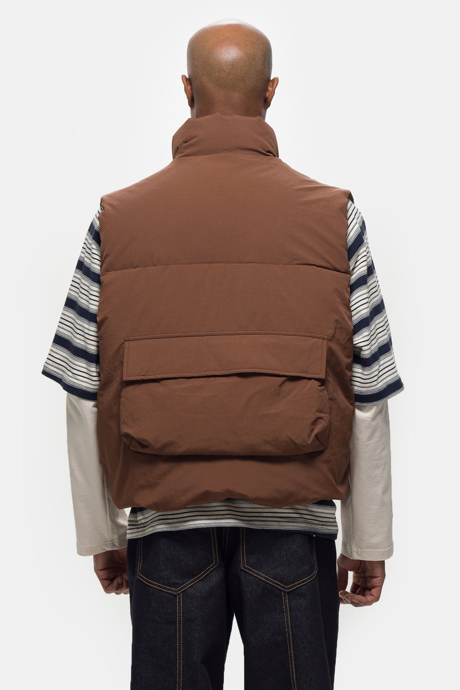 Down Puffer Vest in Dark Brown