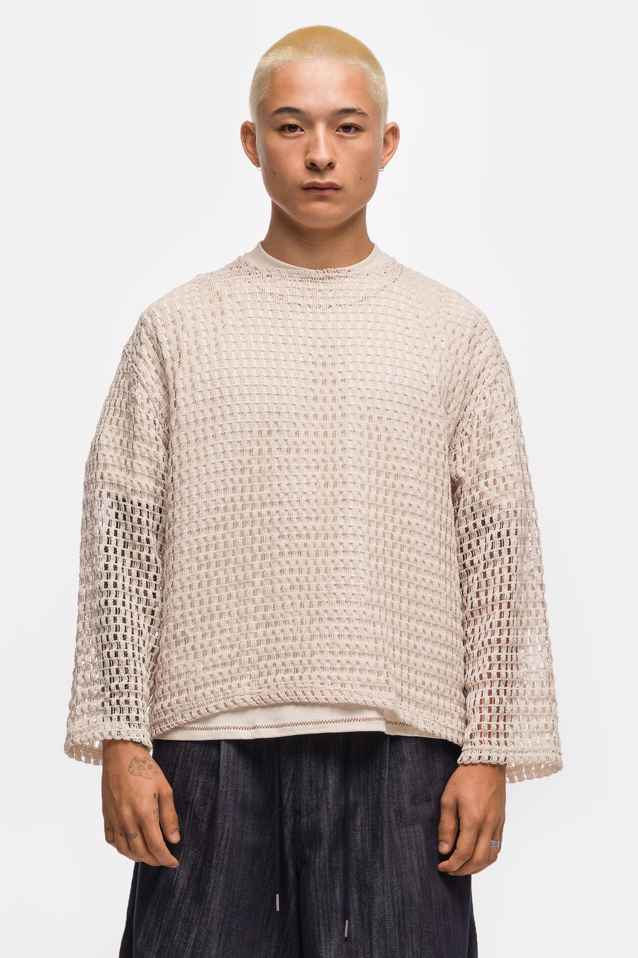 Estudio Niksen Easy Fish Net Sweater in Ivory - Notre