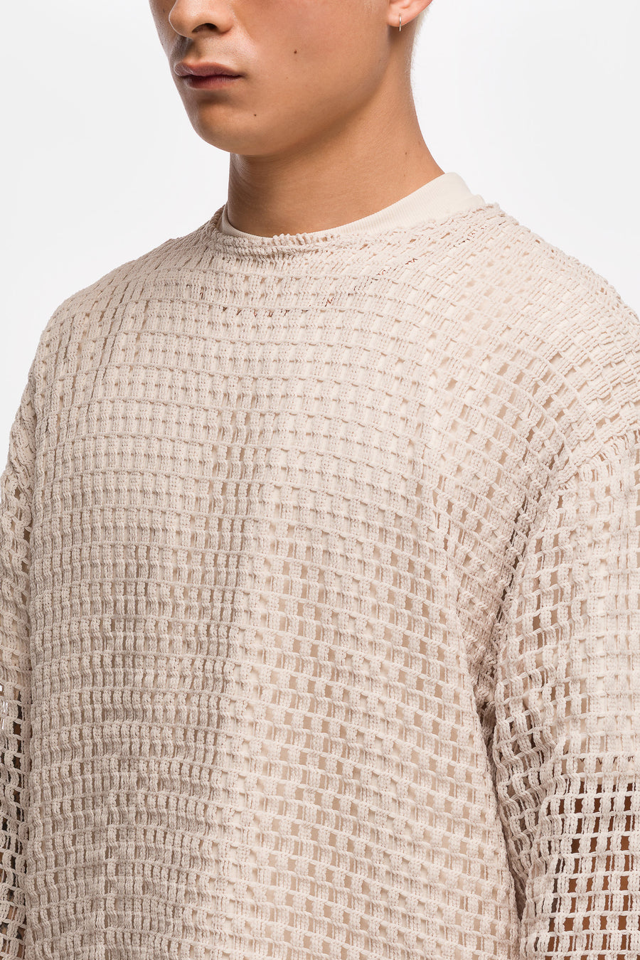 Estudio Niksen Easy Fish Net Sweater in Ivory - Notre