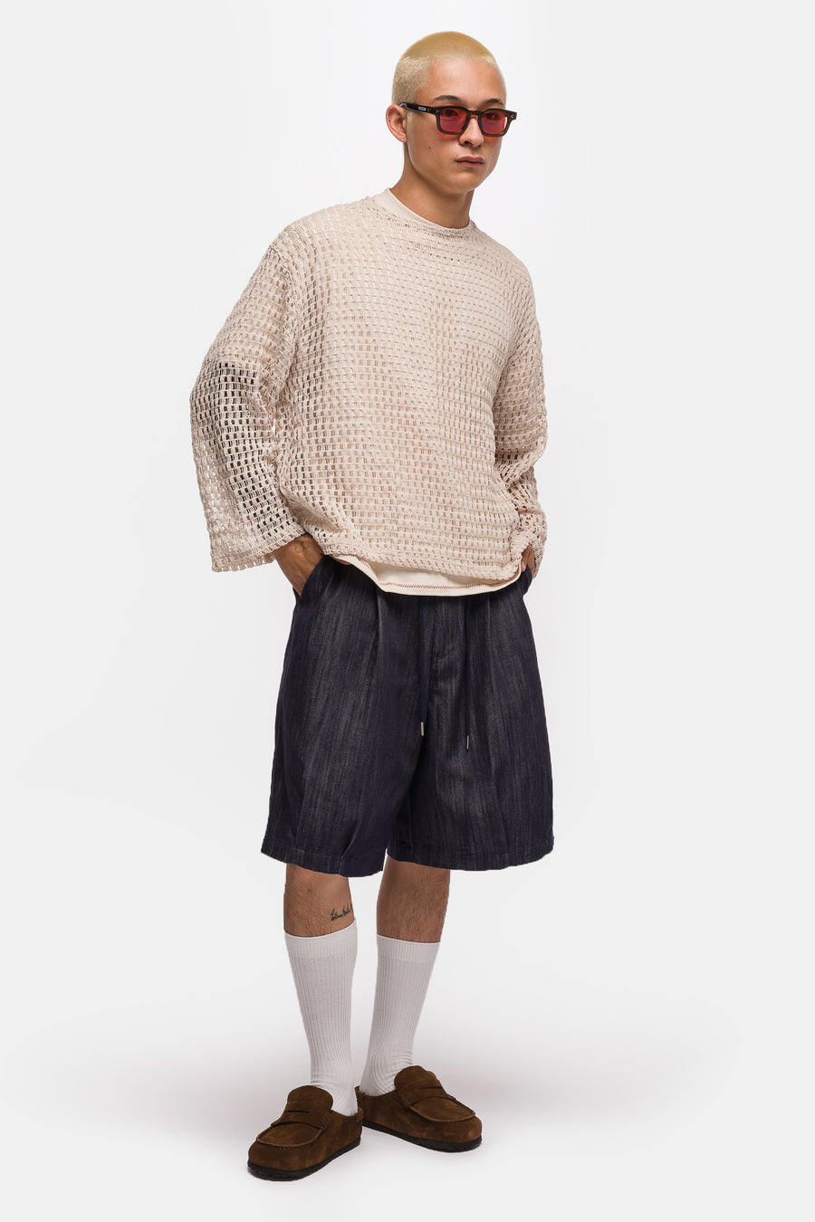 Estudio Niksen Easy Fish Net Sweater in Ivory - Notre